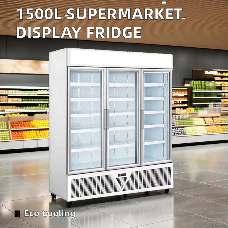 China Factory 1530L Glass Door Display Fridge Supermarket Refrigerator Energy Drinks Energy Efficient Warehousing Supplements